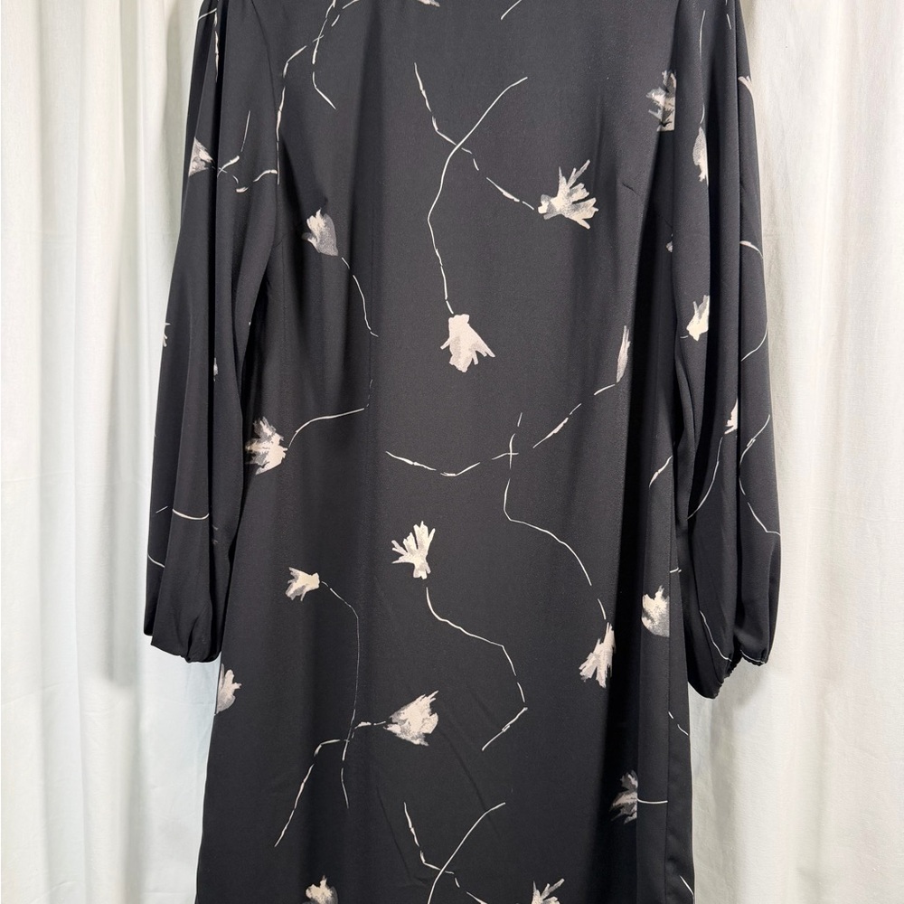 Nine West Black Floral Long Sleeve Dress